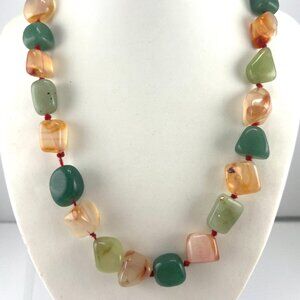 Multi color natural Agate nugget bead necklace, unique, colorful